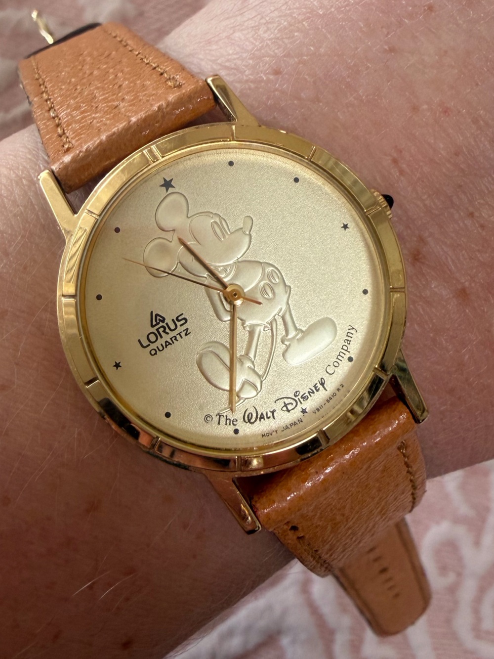 Lorus Walt Disney Mickey Mouse Watch Brown Leather Buckle Band Analog Vintage